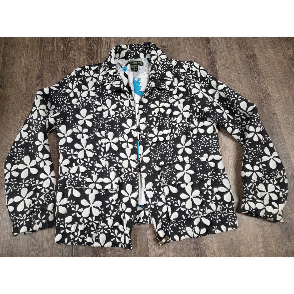 Monte Milano by Sylvia Oh Black White Floral Jacket Size US Medium